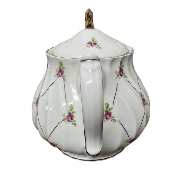 Vintage Sadler England Floral Rose Gold Porcelain Teapot - Picture 6 of 9